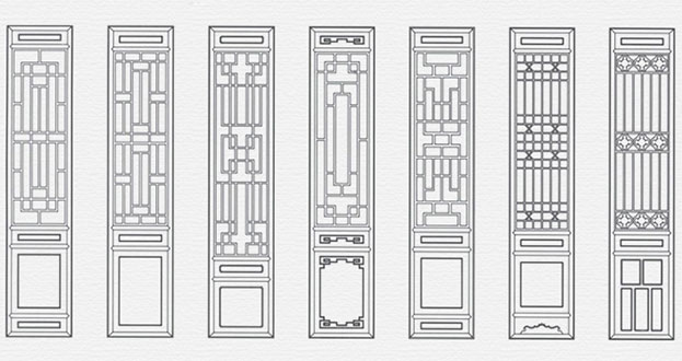 弋江常用中式仿古花窗图案隔断设计图